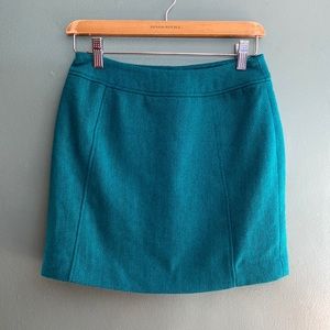 H&M Teal Herringbone Tweed Mini Skirt - Size 4.